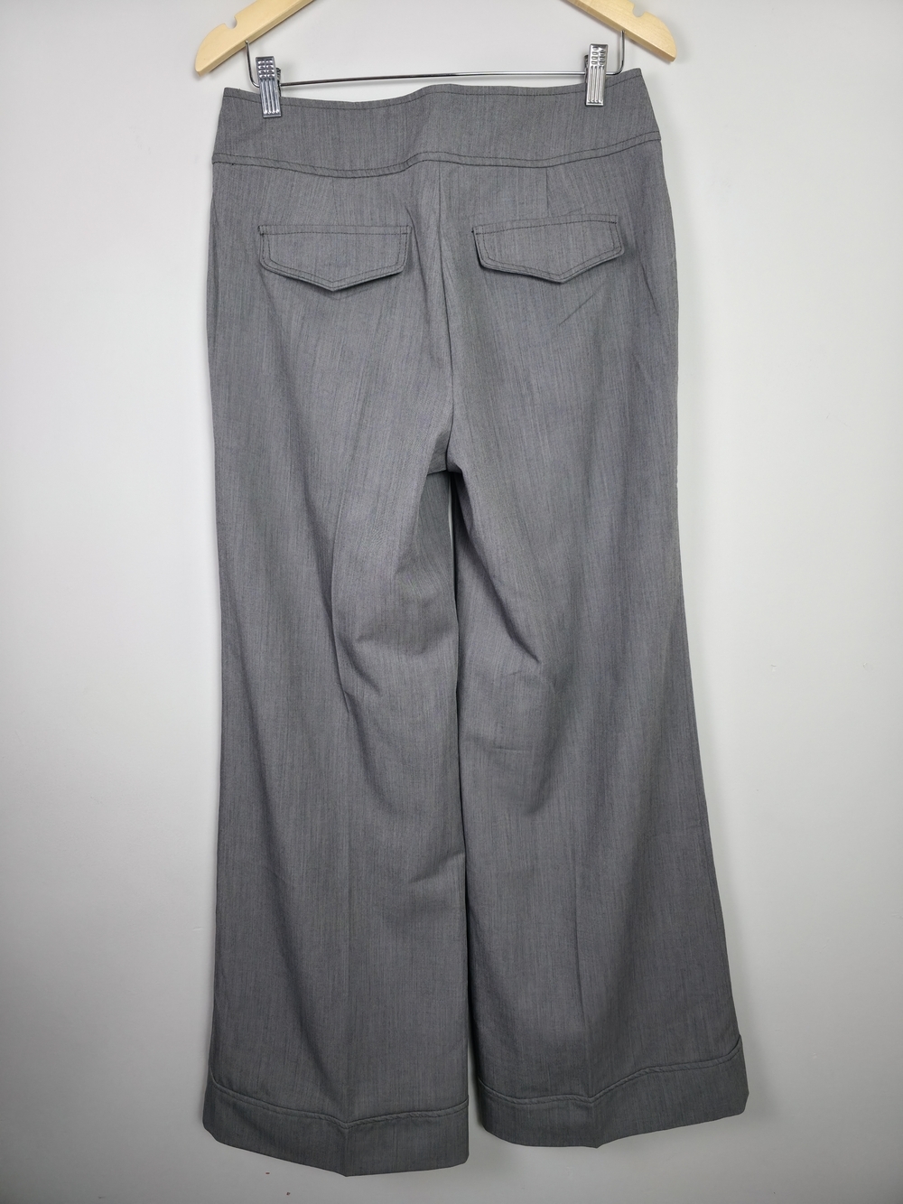 Flamingo Gray Wide Leg Pants Women Large High Rise Button Detail Stretch - Picture 7 of 15